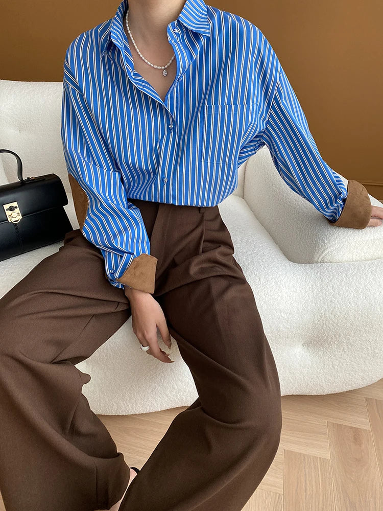 VILZSTUDIOS French Style Loose Striped Shirt