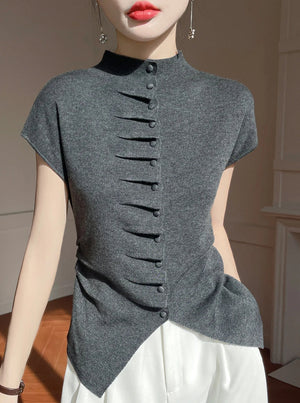 VILZSTUDIOS Luxurious Chinese Style Wool Blouse