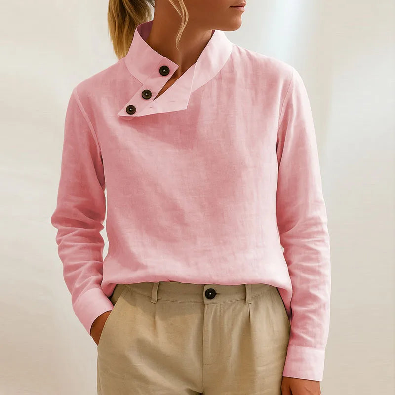 VILZSTUDIOS Elegant Solid Color Stand Collar Sweater
