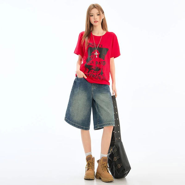 High Waisted Vintage Washed Denim Jeans