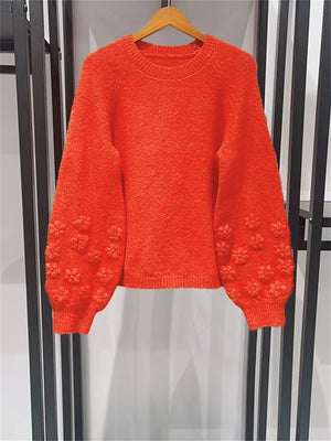 VILZSTUDIOS Flowers Embroidered Knitted Sweater