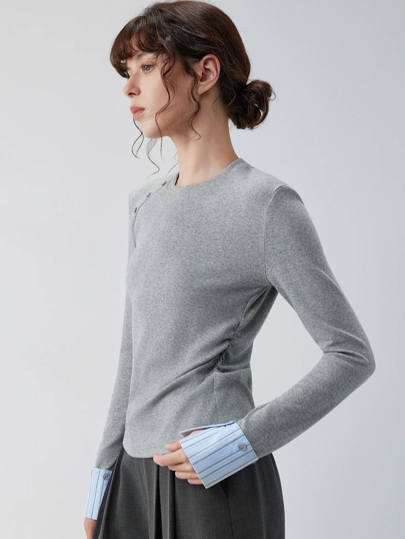 VILZSTUDIOS Stylish Flare Sleeve Buttoned Shoulder Top