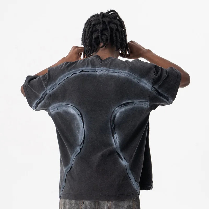VILZSTUDIOS Vibrant Graphic Print Striped T-Shirt