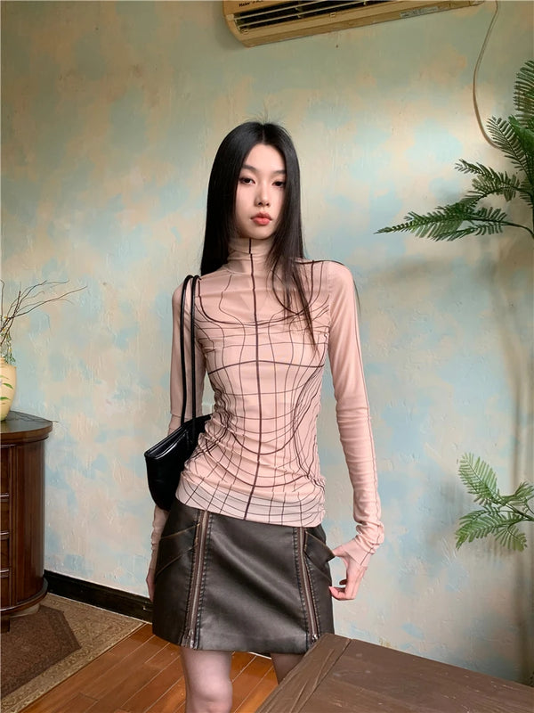 Stylish Mesh Long Sleeve Top