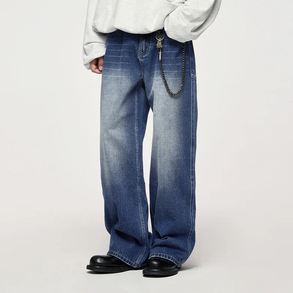 Vintage Retro Washed Stretch Straight Jeans
