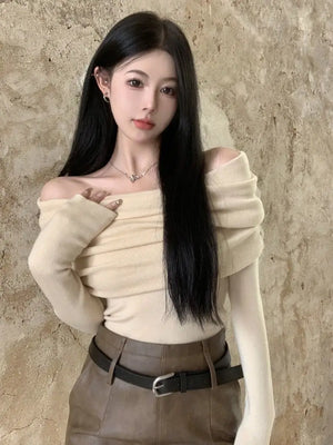 VILZSTUDIOS Off Shoulder Knitwear Sweater