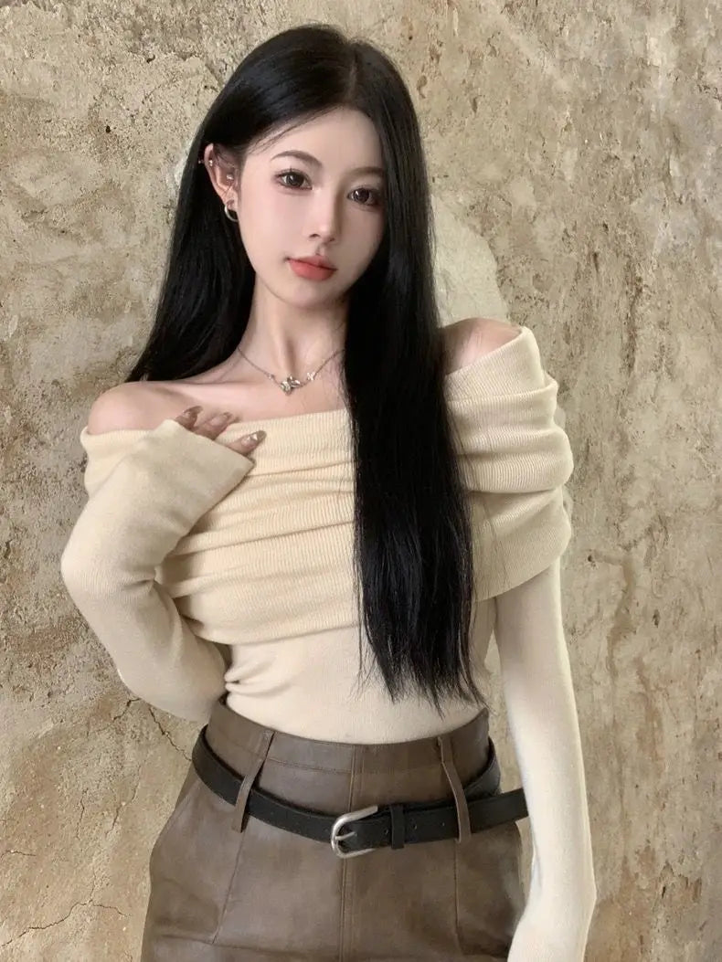 VILZSTUDIOS Off Shoulder Knitwear Sweater