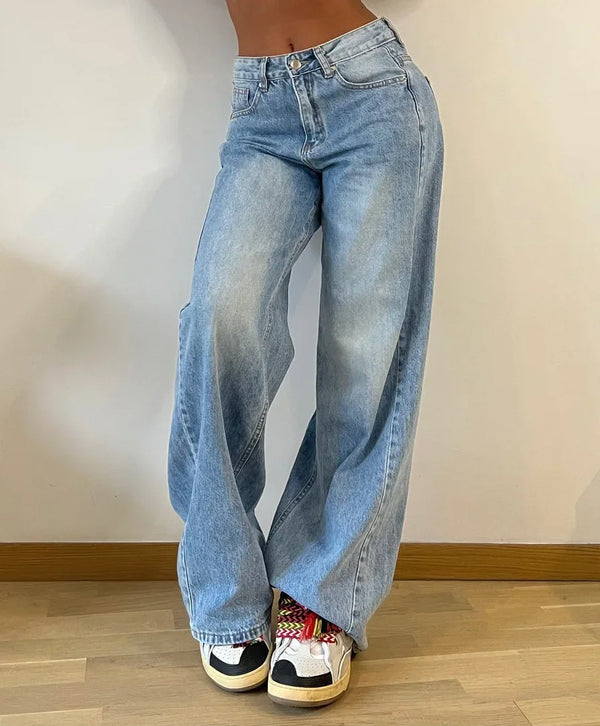 Autumn High Waist Blue Jeans