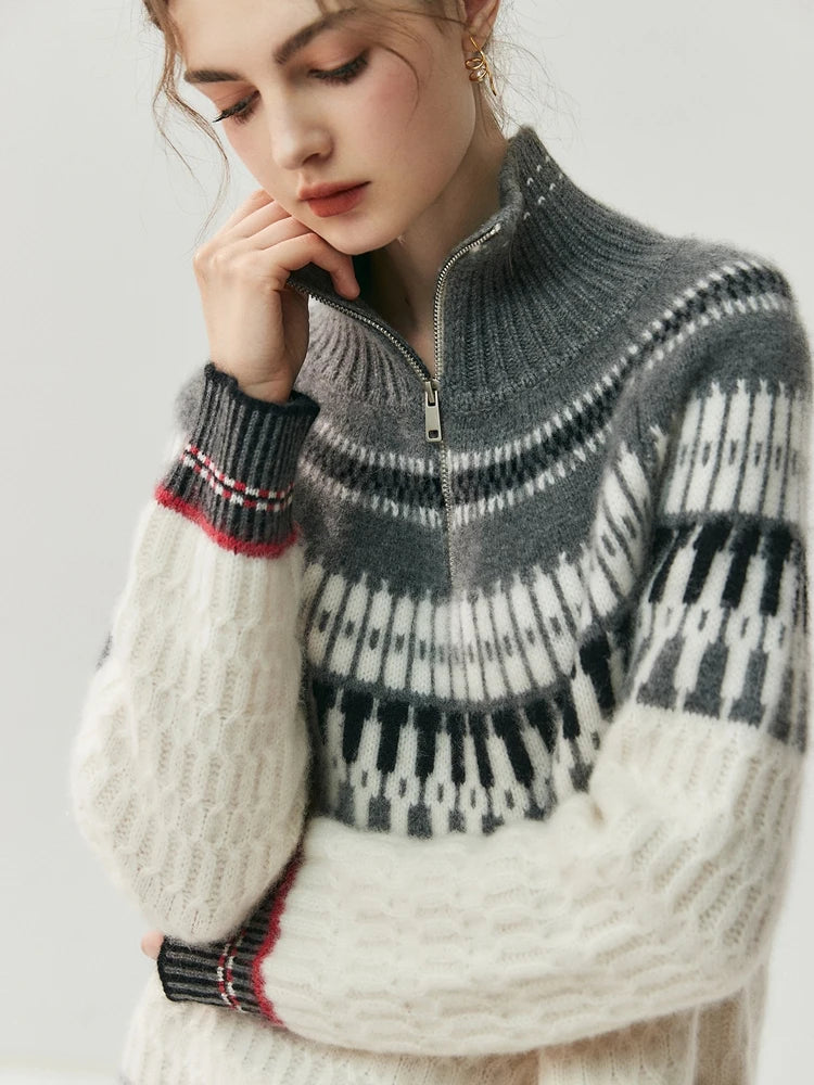 VILZSTUDIOS Luxury Cashmere Zipper Turtleneck Sweatshirt