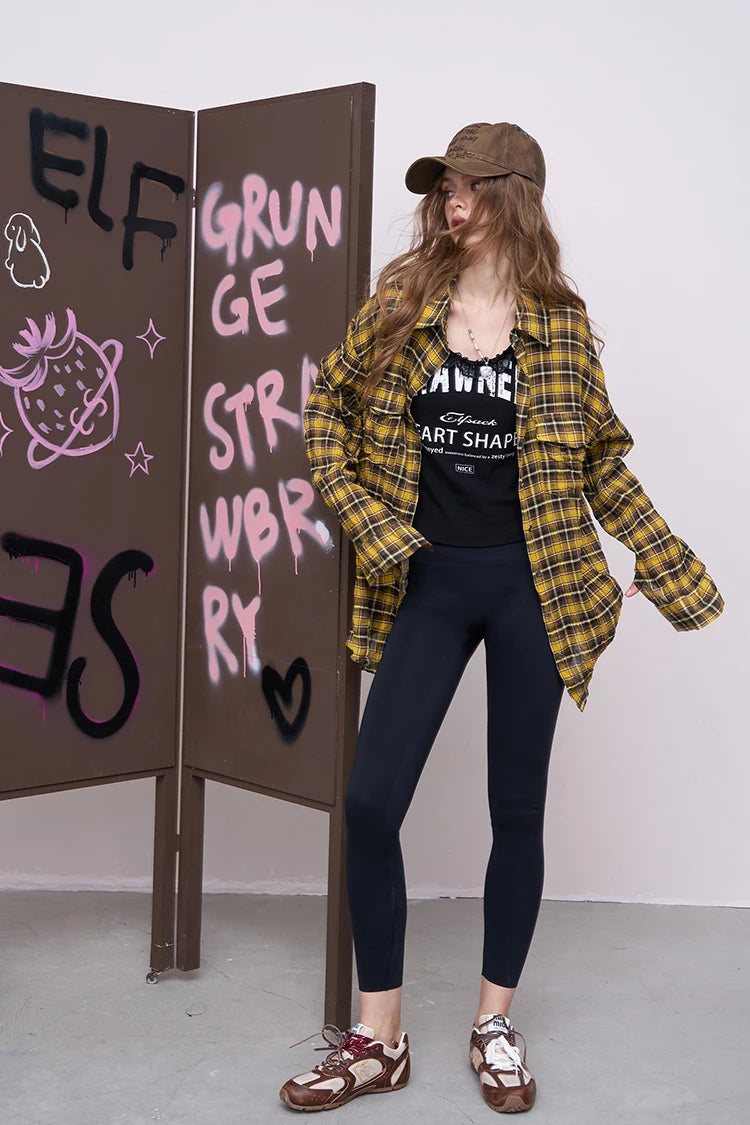VILZSTUDIOS Casual Loose Plaid Shirt