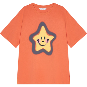 VILZSTUDIOS Smiley Star Print Short Sleeve Casual T-Shirt