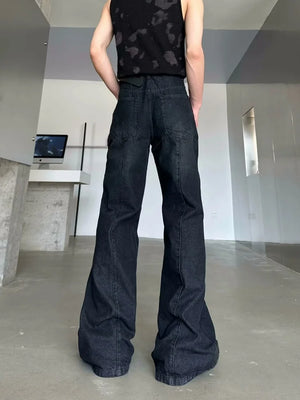 VILZSTUDIOS Washed Black Baggy Stacked Flare Jeans