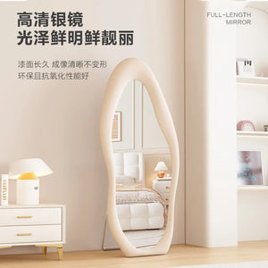 VILZSTUDIOS Full-length mirror Floor-to-ceiling Bedroom full-length mirror Special-shaped irregular cream ins wind fitting mirror