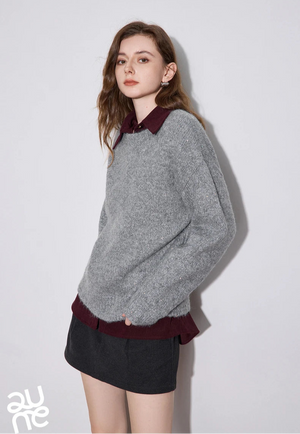 VILZSTUDIOS Sparkling Bead Camel Velvet Knit Sweater