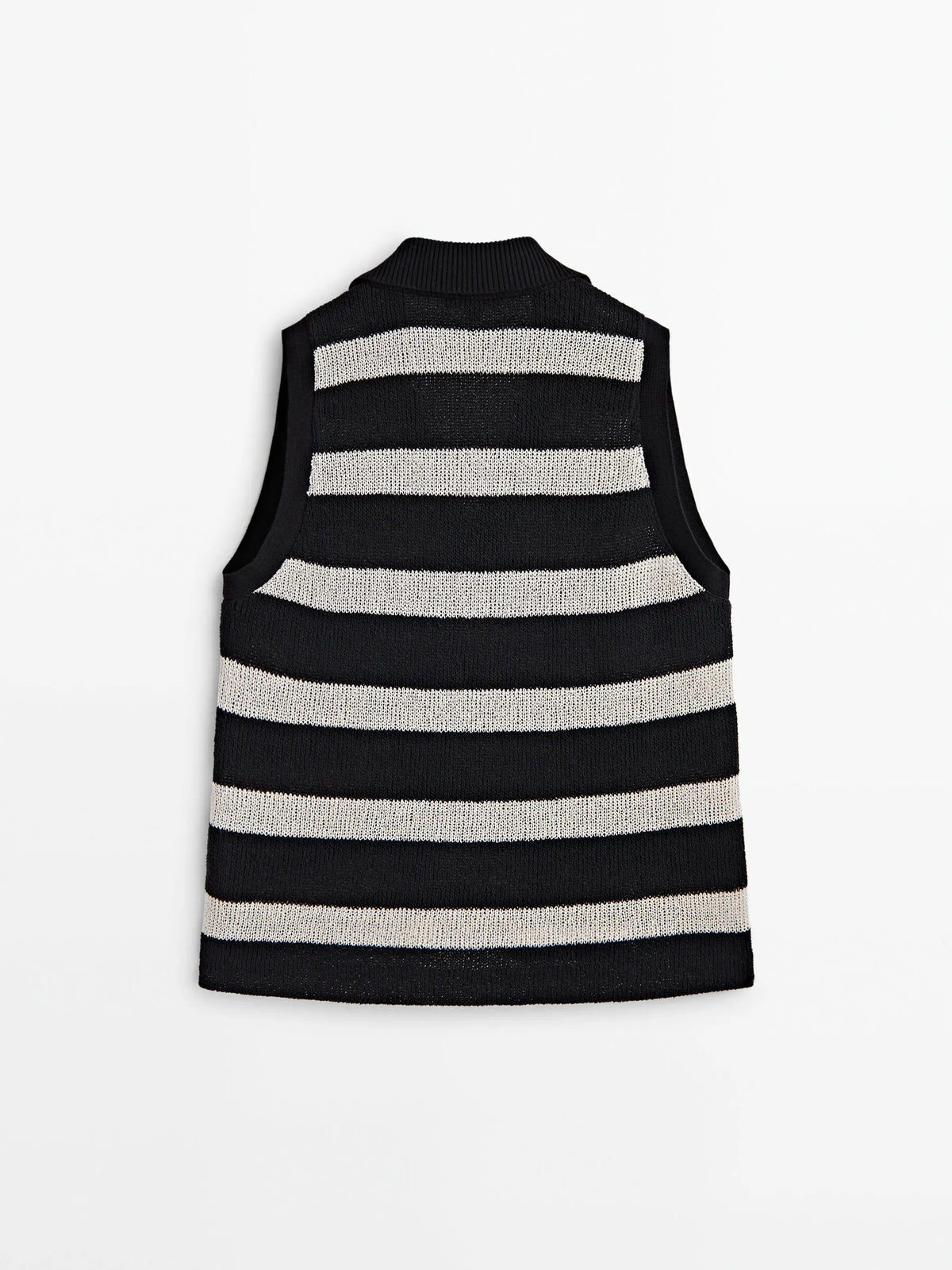 VILZSTUDIOS Striped Sleeveless Polo Top
