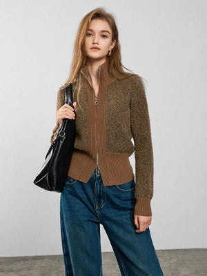 VILZSTUDIOS Cozy Wool Knit Zip Cardigan