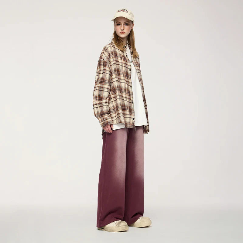 VILZSTUDIOS Washed Straight Wide Leg Casual Pants
