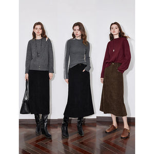 VILZSTUDIOS Thickened Elastic Waist A-Line Winter Skirt