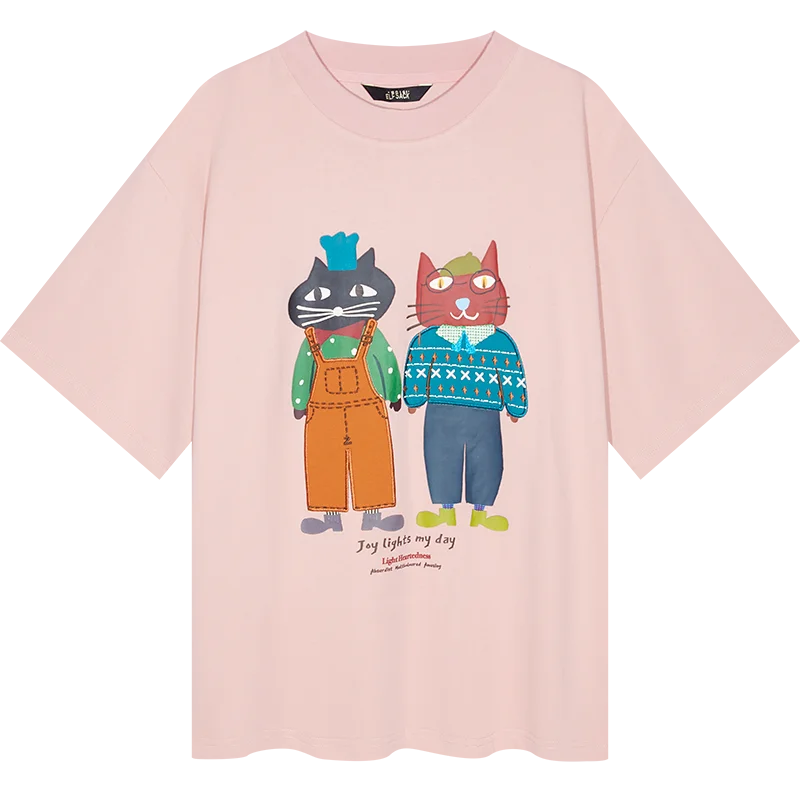 VILZSTUDIOS Chic 2 Cartoonish Cat Print T-Shirt