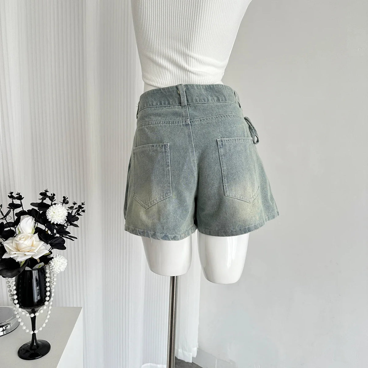 VILZSTUDIOS Slimming High Waist Denim Shorts Jeans