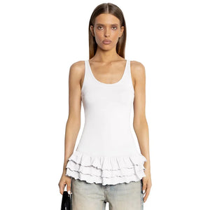 VILZSTUDIOS Ruffled Sleeveless Slim Fit Top