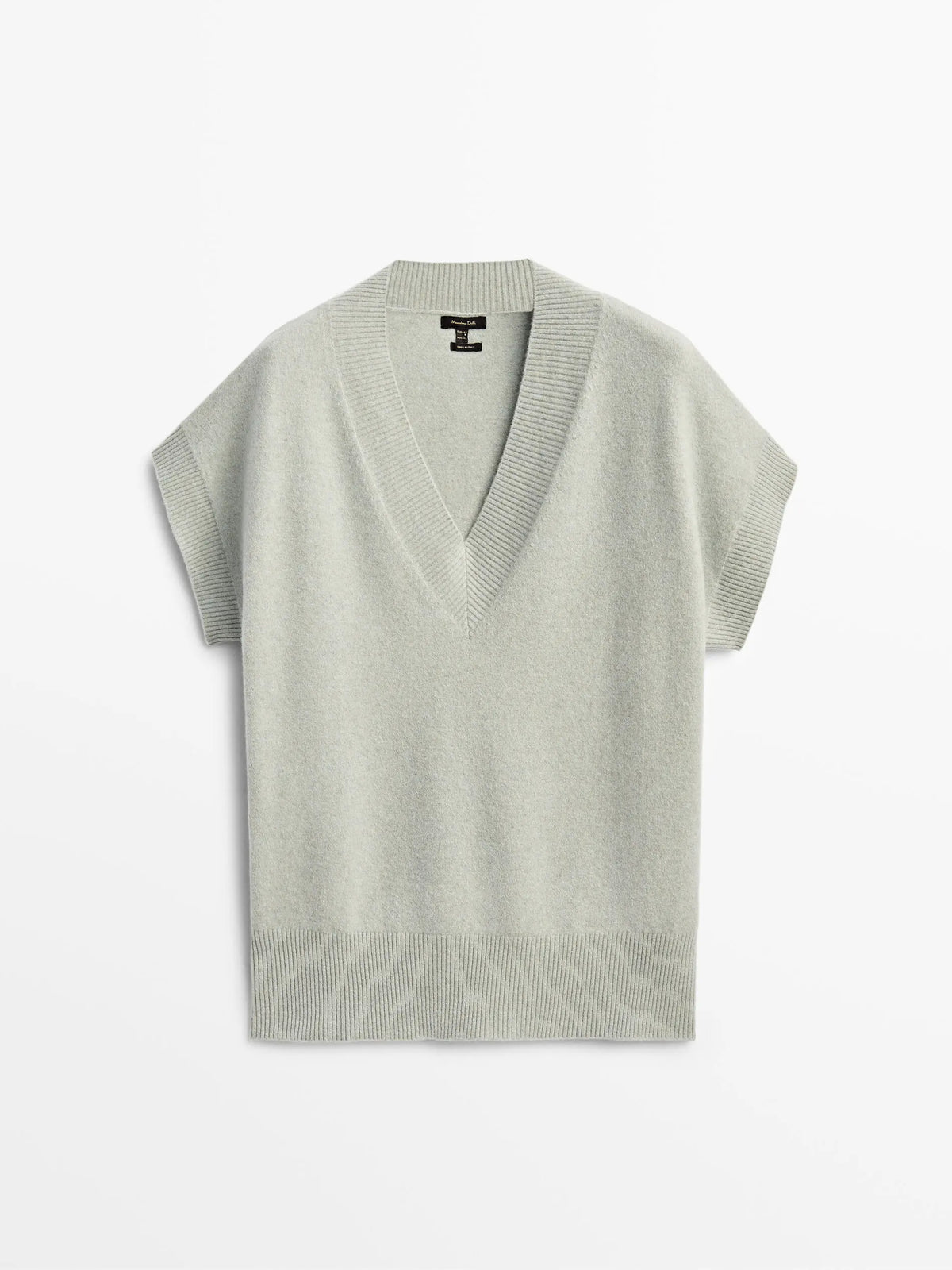 VILZSTUDIOS Basic V-Neck Knitted Short Sleeve Sweater