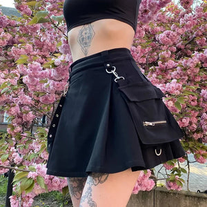 VILZSTUDIOS Gothic Punk Black High Waist Mini