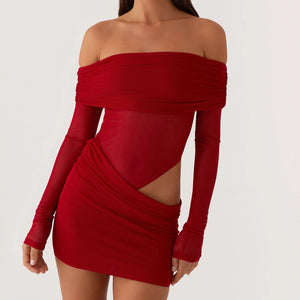 VILZSTUDIOS Sexy Ruched Off-Shoulder Bodycon Dress Women