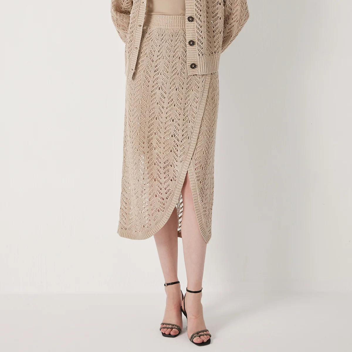 VILZSTUDIOS Luxury Linen Skirt with Hollow Out