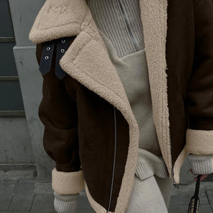 VILZSTUDIOS Retro Warm Contrast Suede Jacket