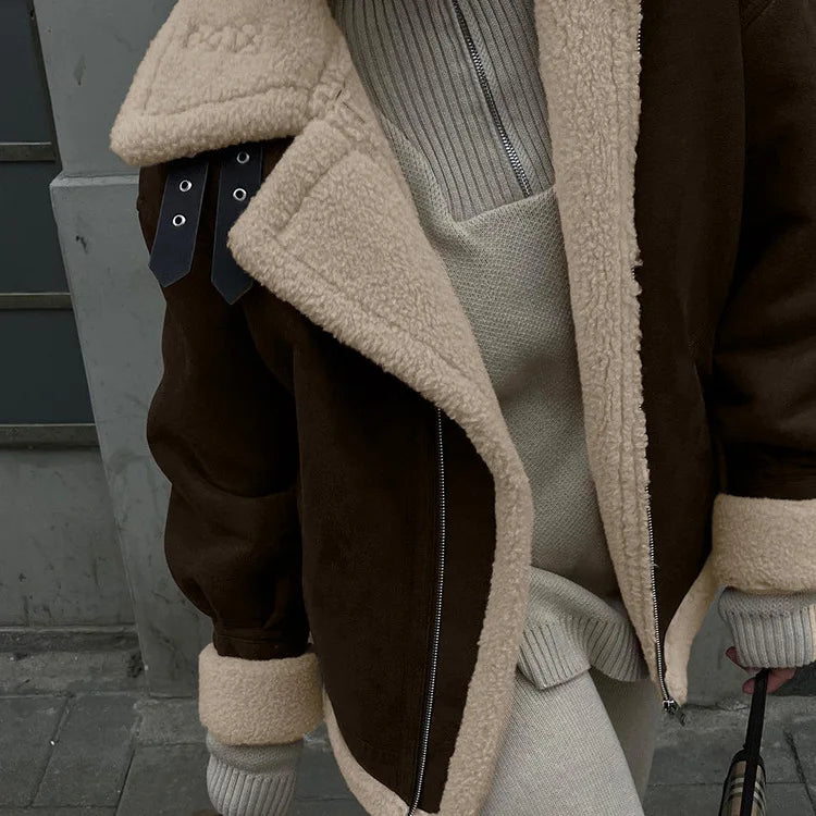 VILZSTUDIOS Retro Warm Contrast Suede Jacket