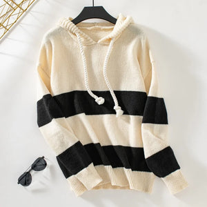 VILZSTUDIOS Cozy Striped Knitted Hoodie
