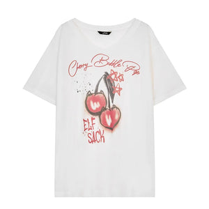 VILZSTUDIOS Vibrant Printed Loose V-Neck T-Shirt