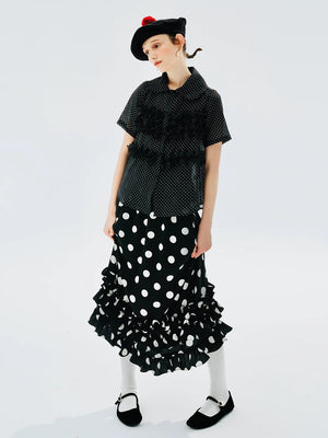 VILZSTUDIOS Black Polka Dot Lapel Shirt