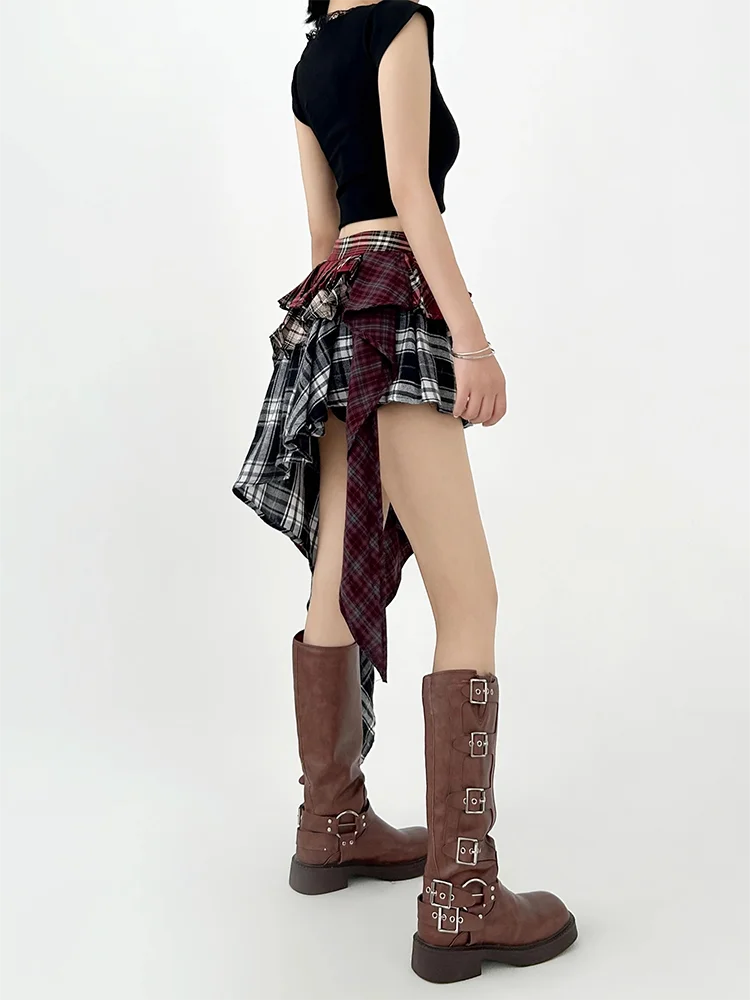 VILZSTUDIOS Plaid Vintage A-Line Skirt Retro