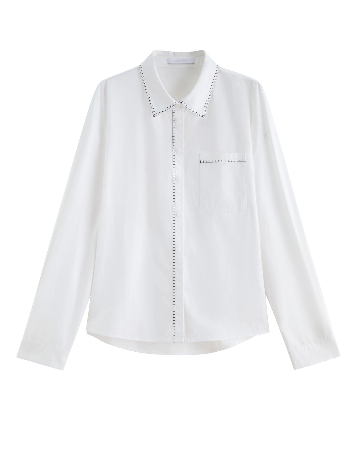 VILZSTUDIOS Minimalist Contrast Trim Cotton Shirt