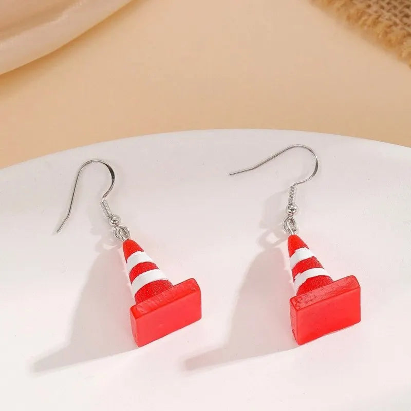 VILZSTUDIOS Vibrant Red Road Cone Drop Earring