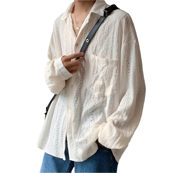 Apricot Mesh Lapel ShirtCoquette Apricot Mesh Lapel Shirt