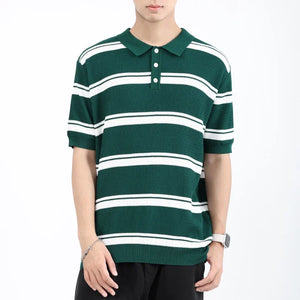 VILZSTUDIOS Striped Knit Short Sleeve T-Shirt