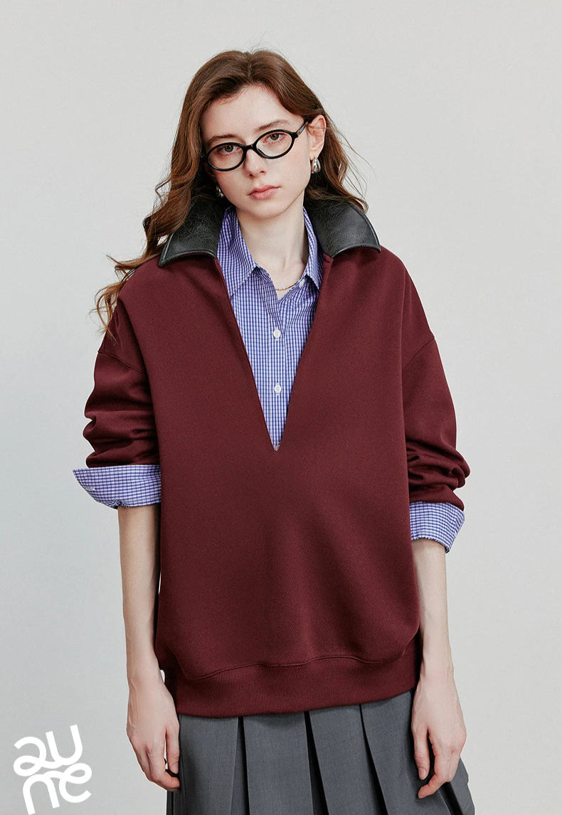 VILZSTUDIOS Lulicore Style Spliced Deep V Sweater