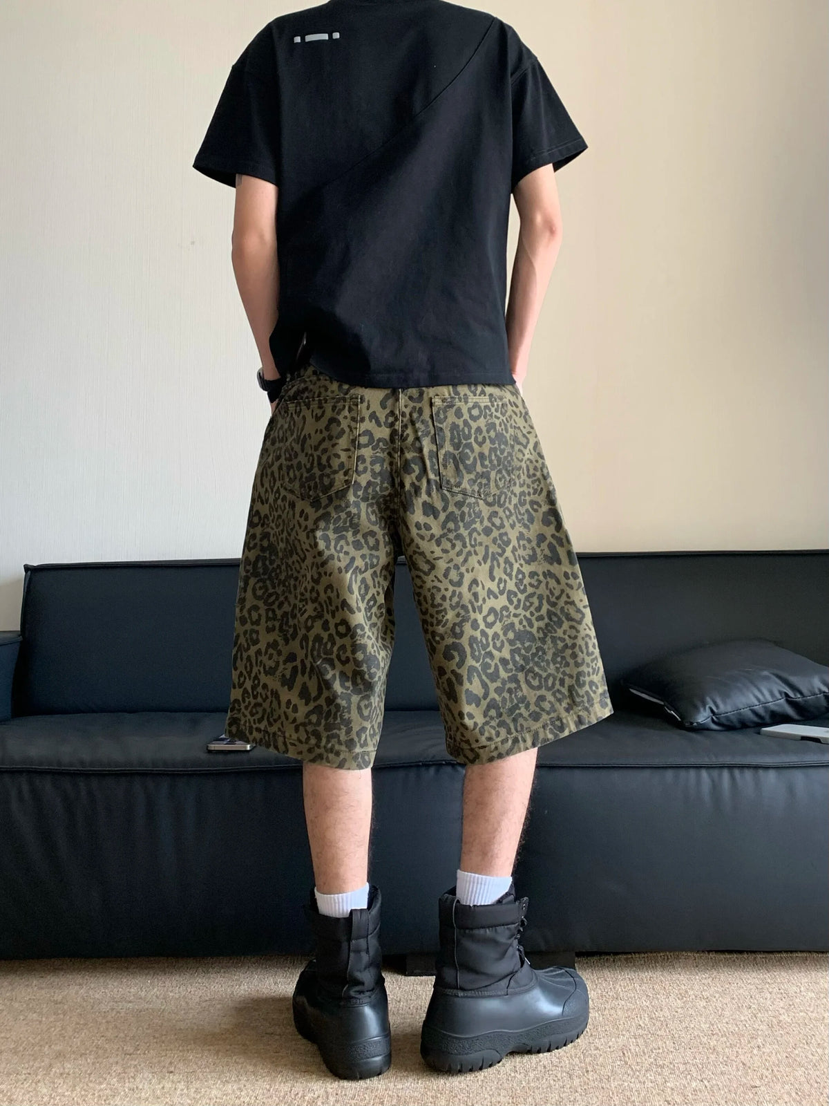 VILZSTUDIOS Leopard Fade Colossus Jorts Baggy Shorts