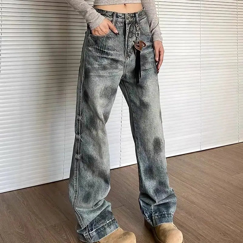 VILZSTUDIOS Vintage American Retro Loose Flared Jeans
