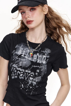 VILZSTUDIOS Retro Irregular Sliced Crop Top