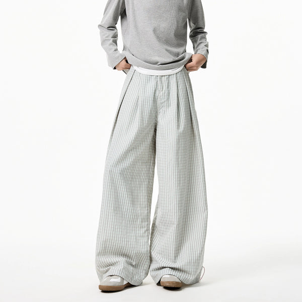 White Loose Striped Wide Leg Pants