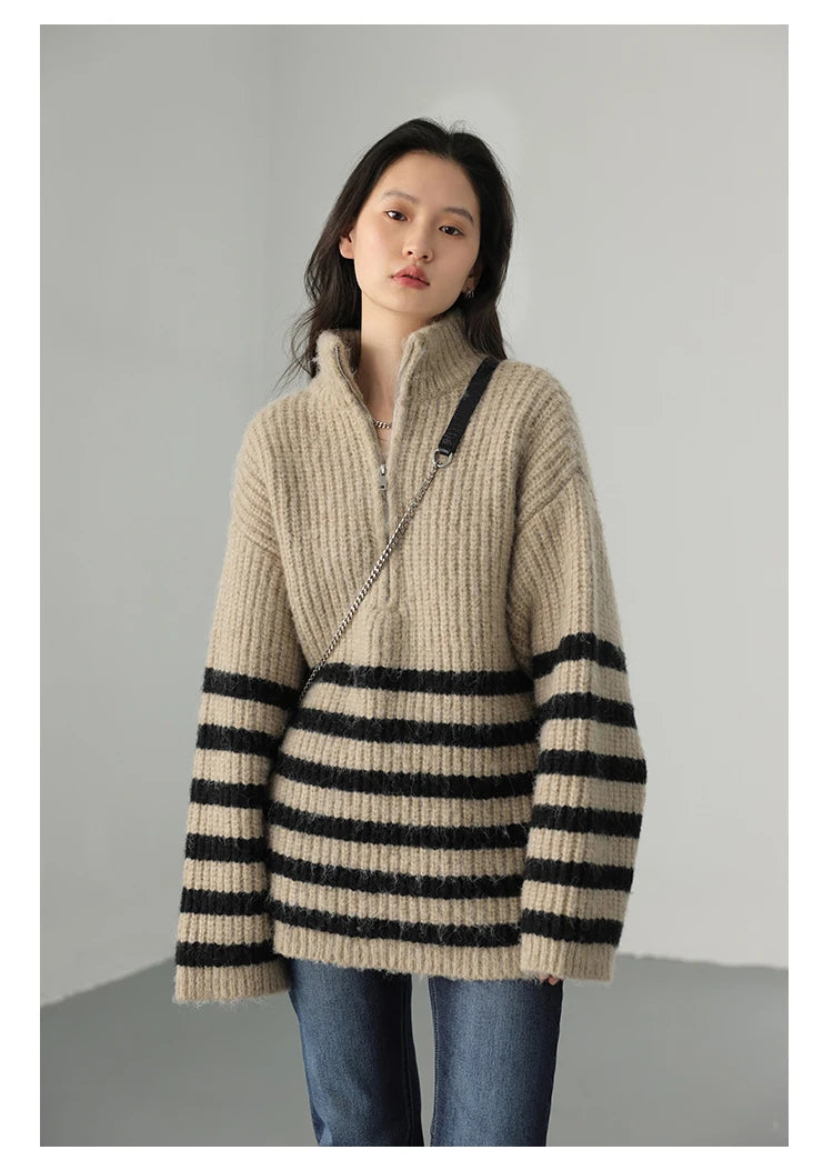 VILZSTUDIOS Cozy Chic Oversize Zip-Up Sweater