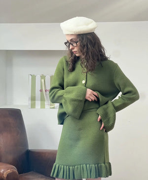 VILZSTUDIOS Cozy Flare Sleeve Knitted Cardigan