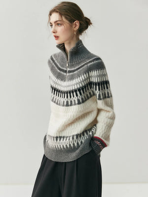 VILZSTUDIOS Luxury Cashmere Zipper Turtleneck Sweatshirt