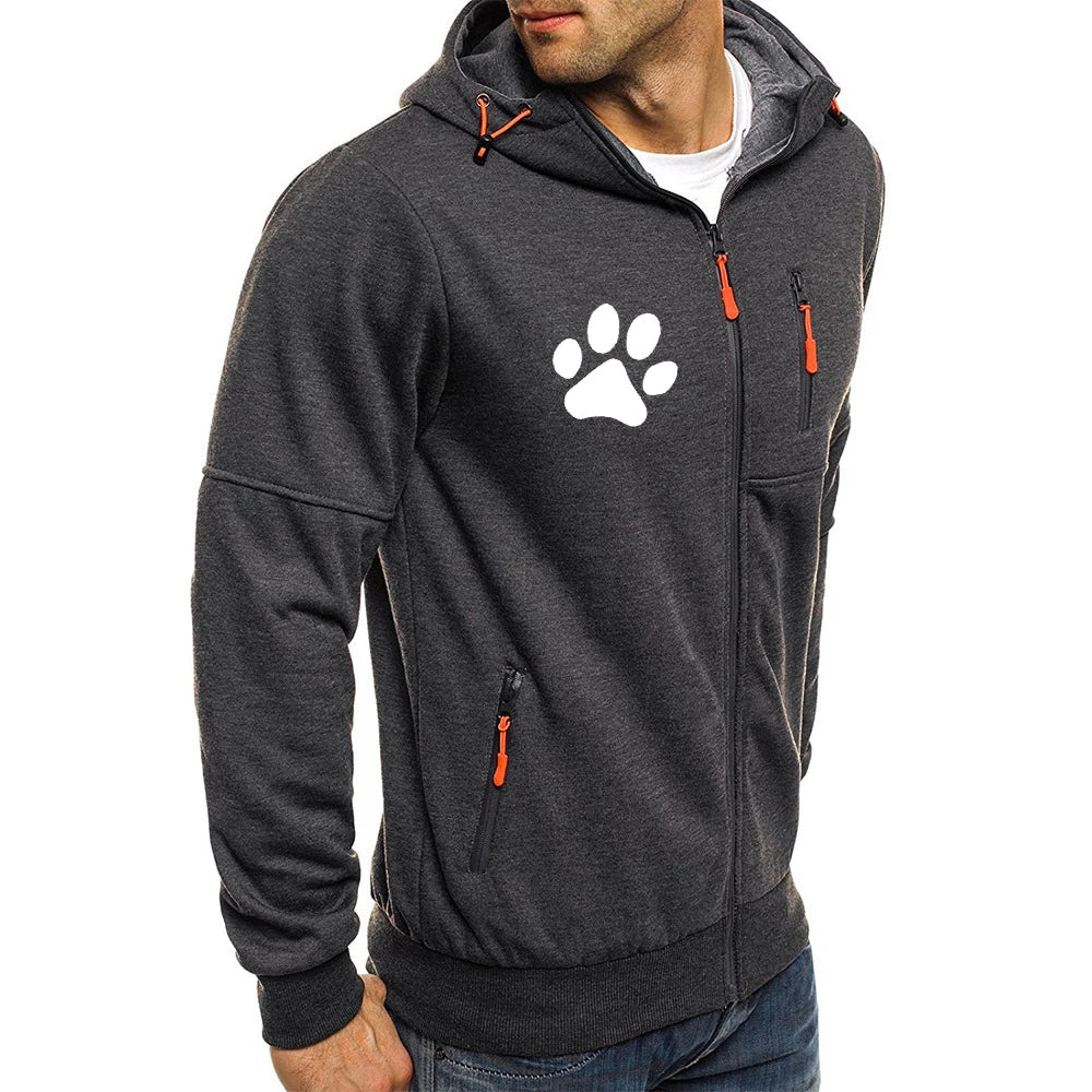 VILZSTUDIOS Cartoon Dog Paw Zip-Up Hoodie