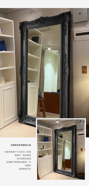 VILZSTUDIOS French Vintage Furniture Full-Length Wooden Frame Mirror Hotel Artistic Decorative Mirror Wedding Dress Store Dressing Mirror