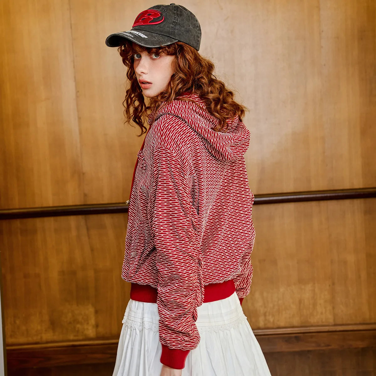 VILZSTUDIOS Edgy Casual Patterned Hooded Jacket